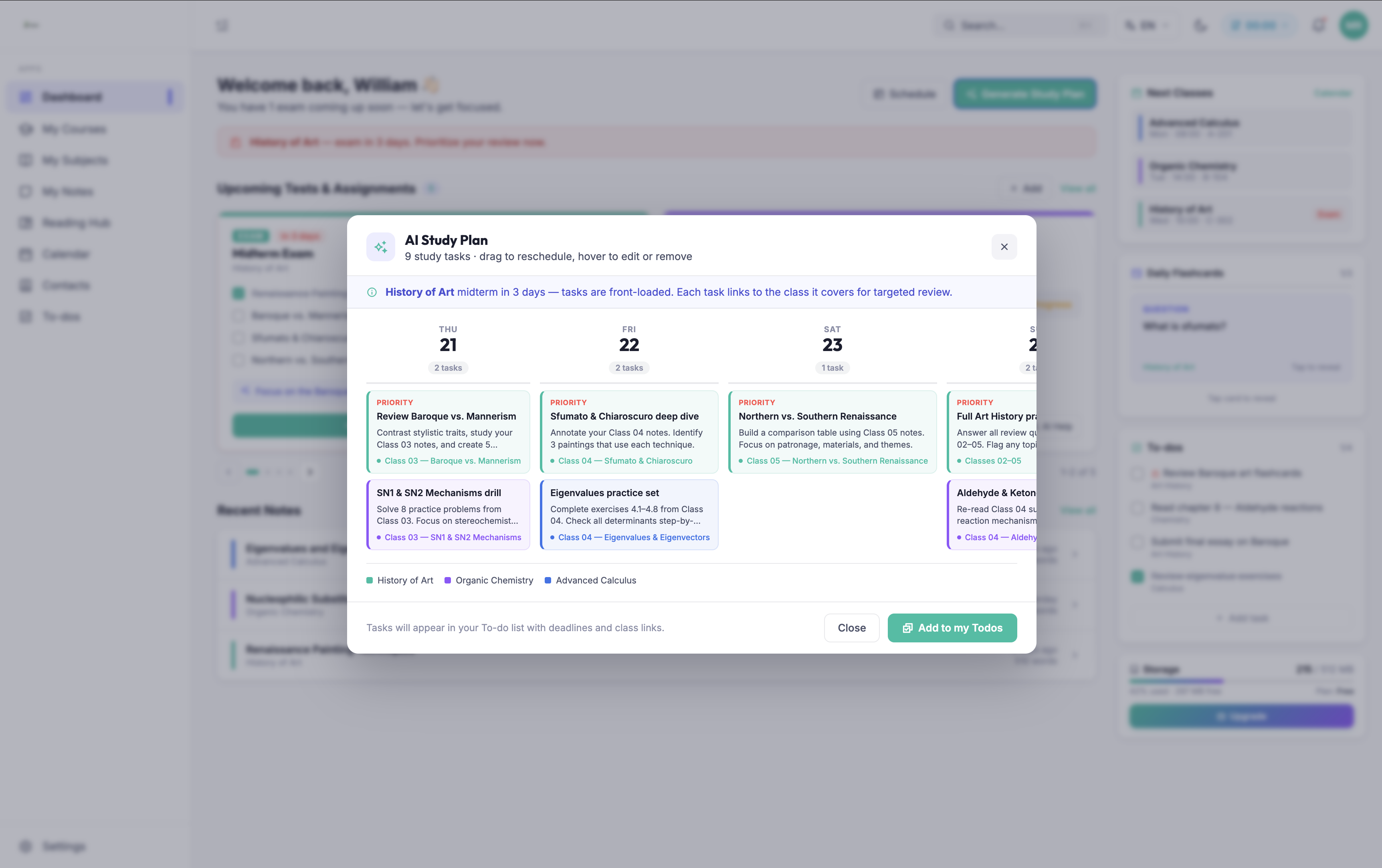 AI builds your study plan all the way to exam day