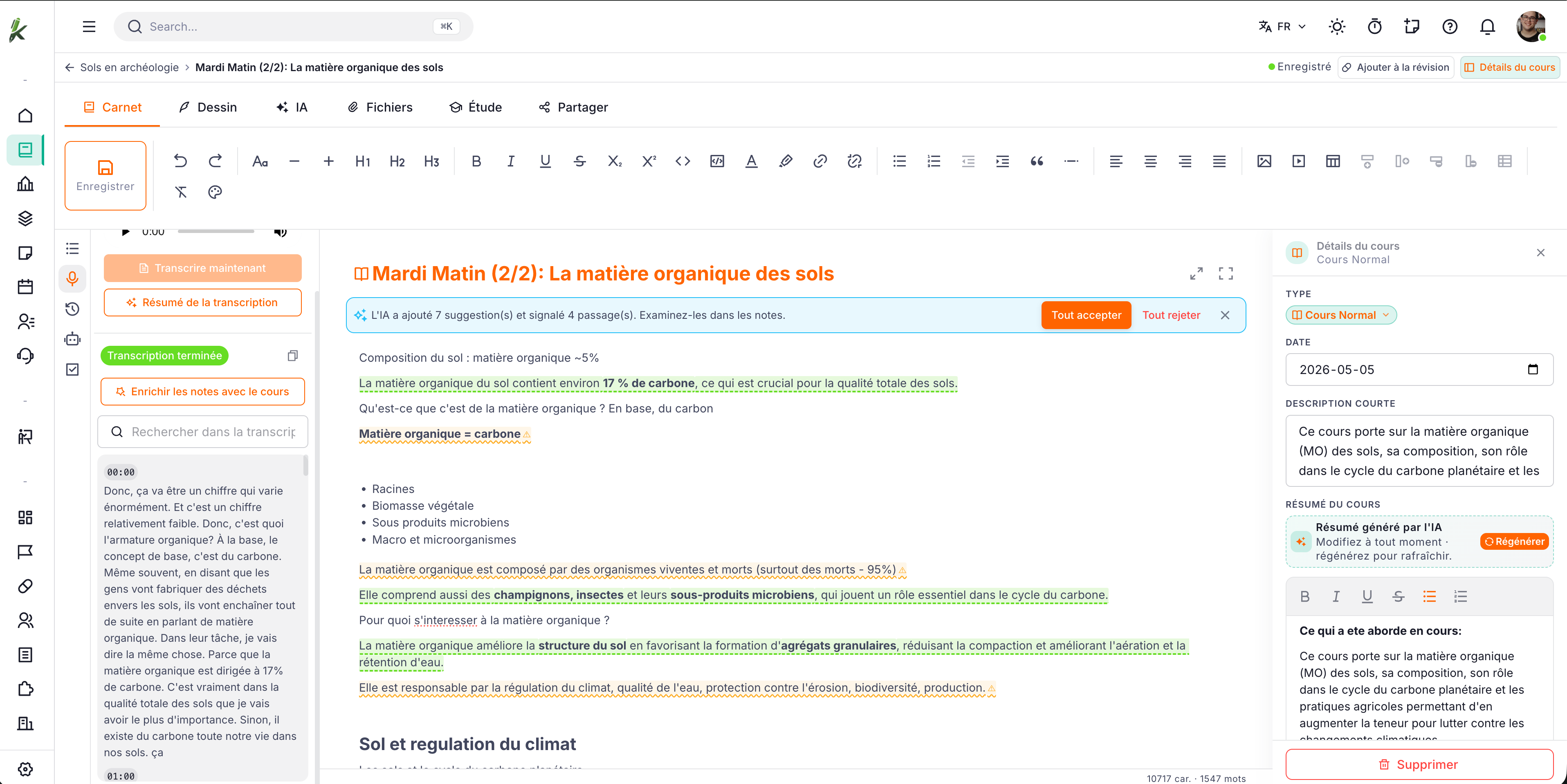 Complete notes gaps with Audio Transcription